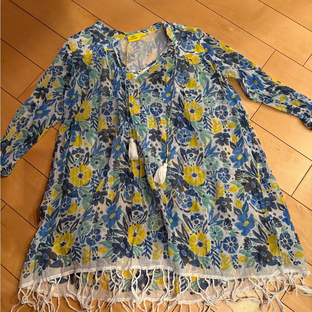 Roller Rabbit Floral Swim Coverup in Blue, Yellow, Green